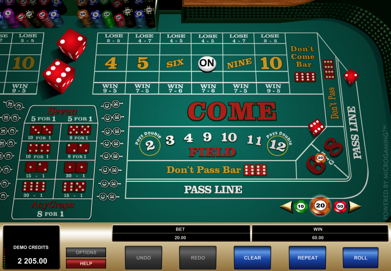 Craps Game - table, rules, player type